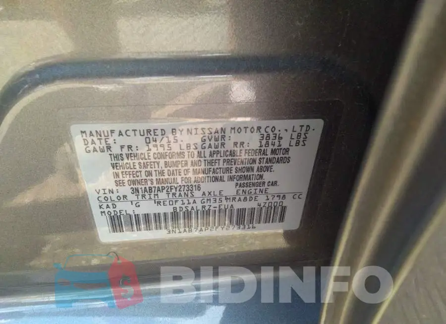 3N1AB7AP2FY273316 Photo# 9