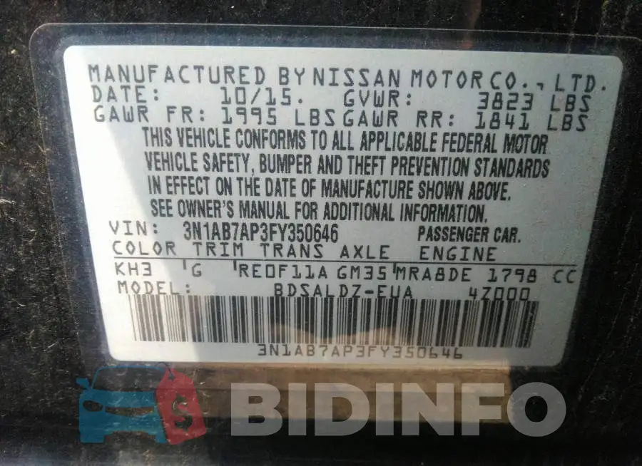 3N1AB7AP3FY350646 Photo# 9