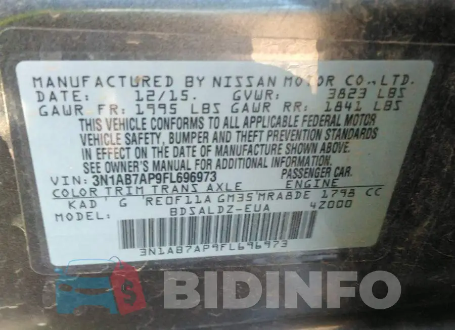 3N1AB7AP9FL696973 Photo# 9
