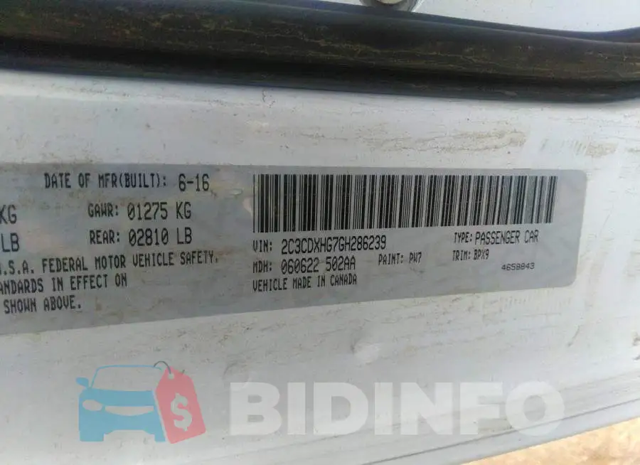 2C3CDXHG7GH286239 Photo# 9