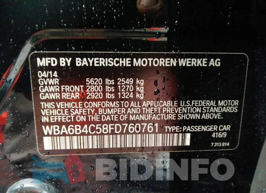 WBA6B4C58FD760761 Photo# 9