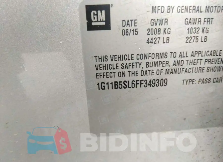 1G11B5SL6FF349309 Photo# 9