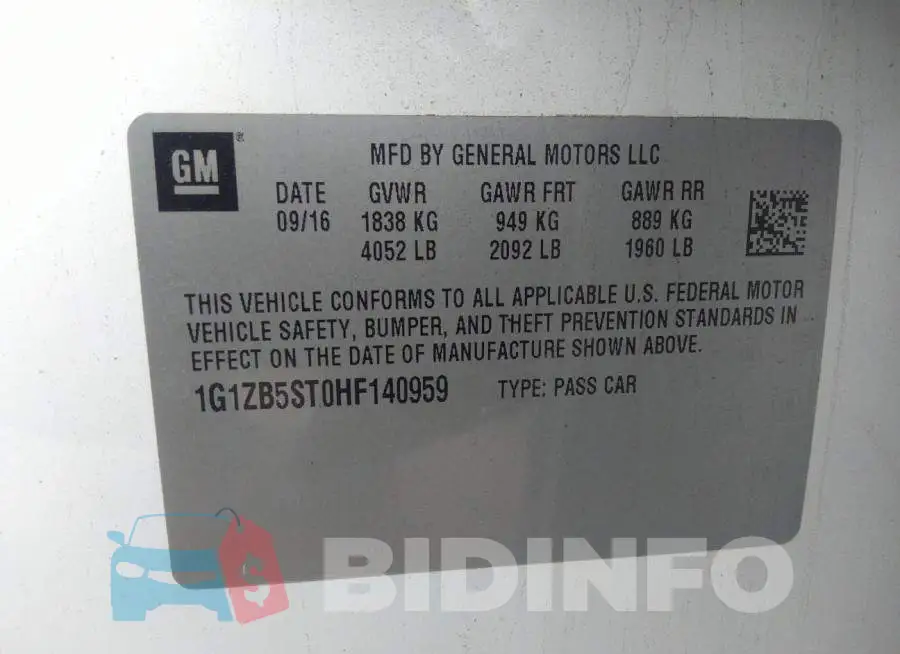 1G1ZB5ST0HF140959 Photo# 9