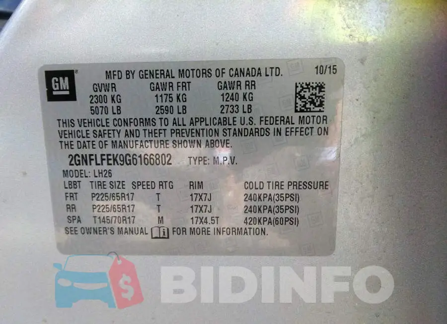 2GNFLFEK9G6166802 Photo# 9