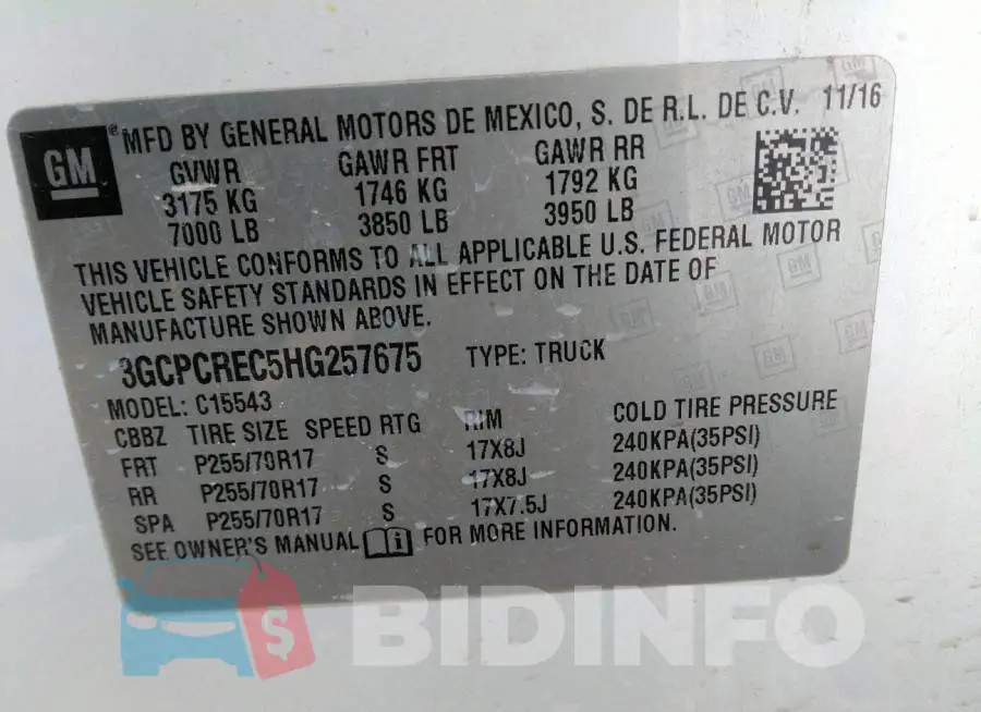 3GCPCREC5HG257675 Photo# 9