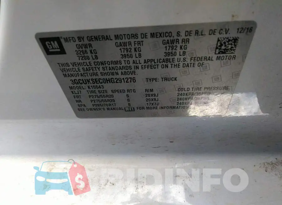3GCUKSEC0HG291276 Photo# 9