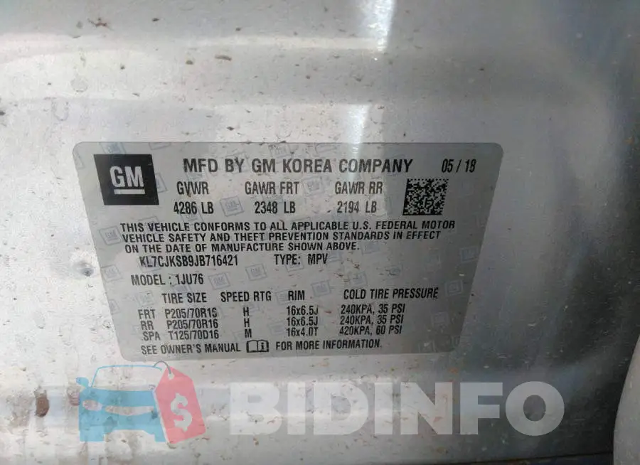 KL7CJKSB9JB716421 Photo# 9