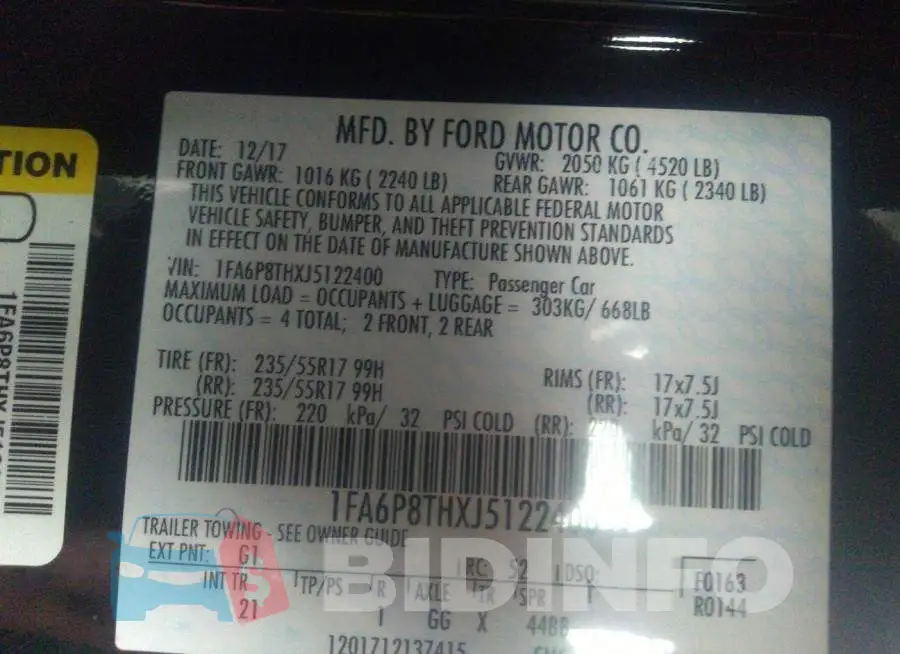 1FA6P8THXJ5122400 Photo# 9