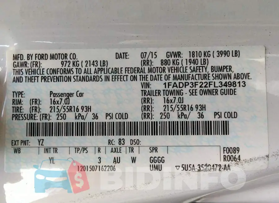 1FADP3F22FL349813 Photo# 9
