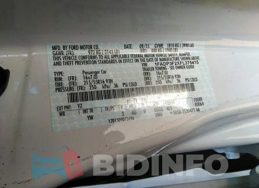1FADP3F2XFL375415 Photo# 9