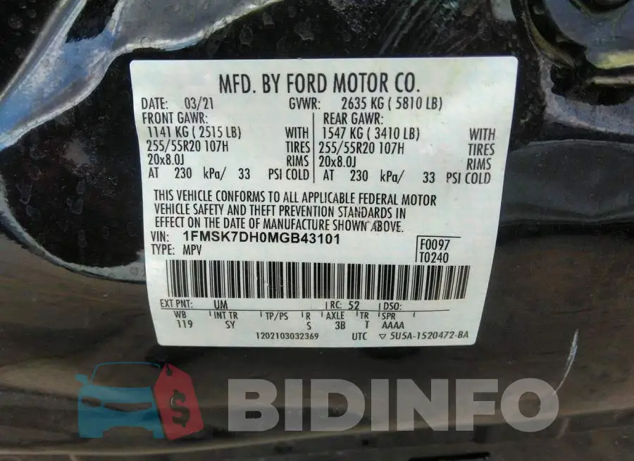 1FMSK7DH0MGB43101 Photo# 9