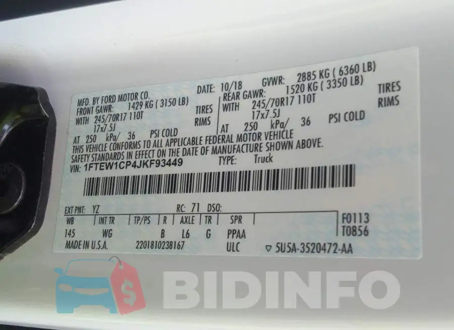 1FTEW1CP4JKF93449 Photo# 9