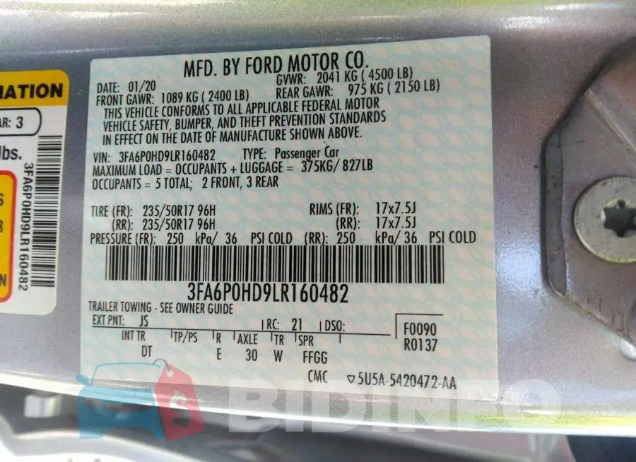 3FA6P0HD9LR160482 Photo# 9