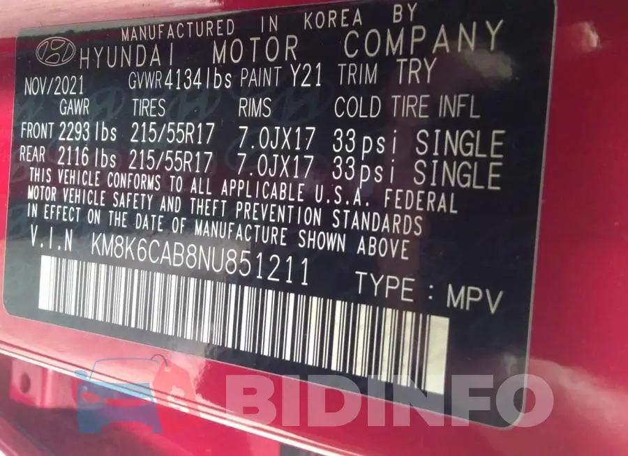 KM8K6CAB8NU851211 Photo# 9