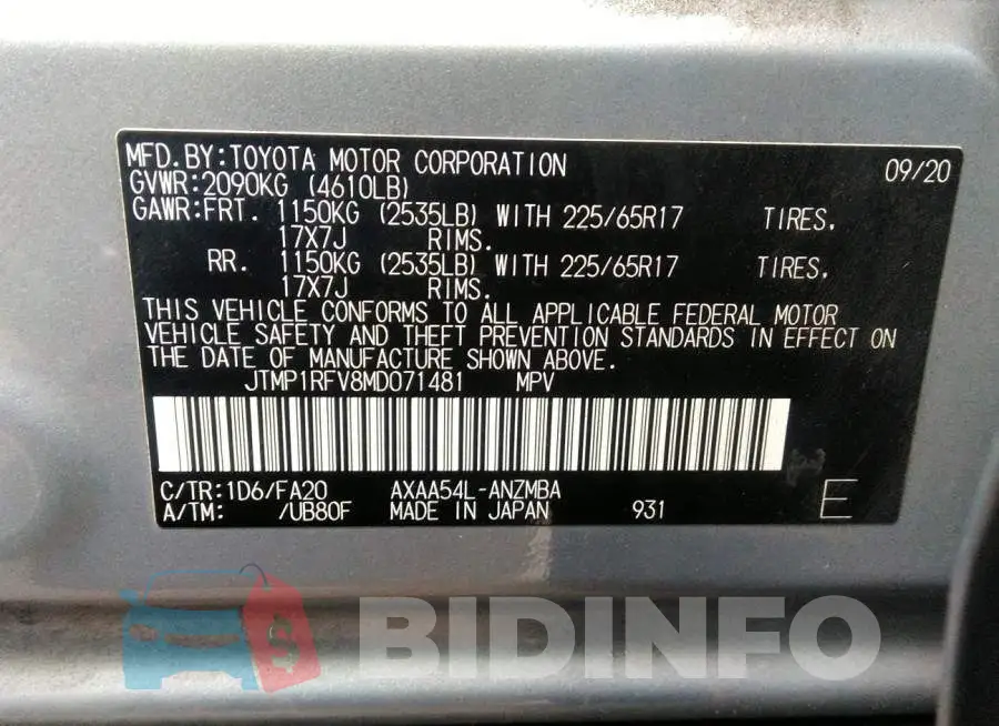 JTMP1RFV8MD071481 Photo# 9