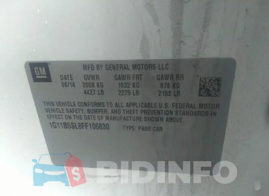 1G11B5SL8FF106830 Photo# 9