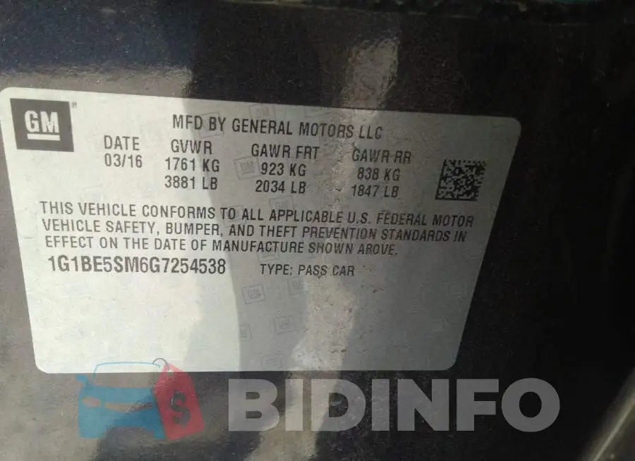 1G1BE5SM6G7254538 Photo# 9