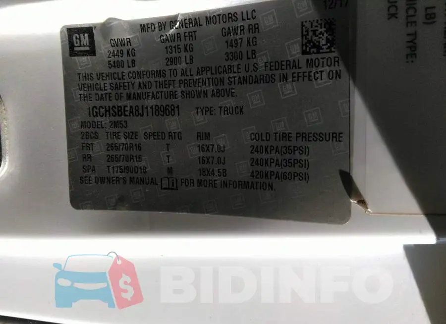 1GCHSBEA8J1189681 Photo# 9