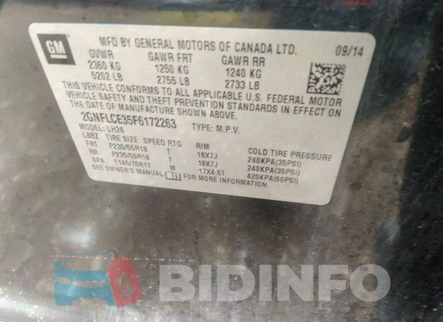 2GNFLCE35F6172263 Photo# 9