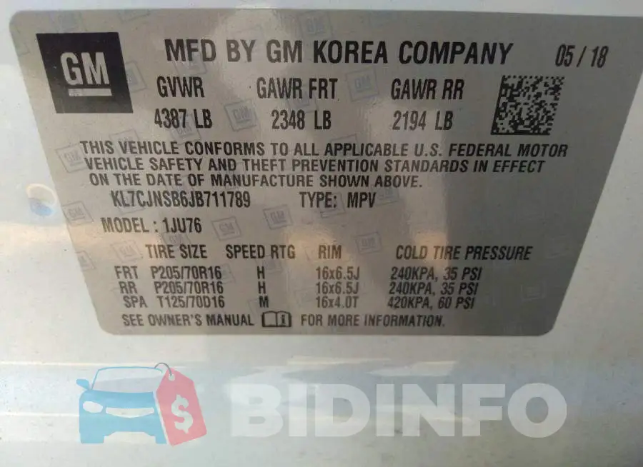 KL7CJNSB6JB711789 Photo# 9