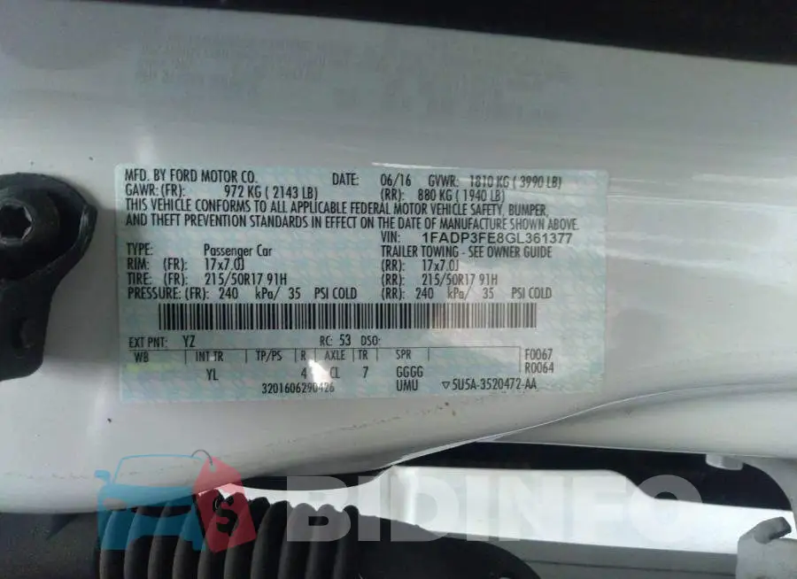 1FADP3FE8GL361377 Photo# 9