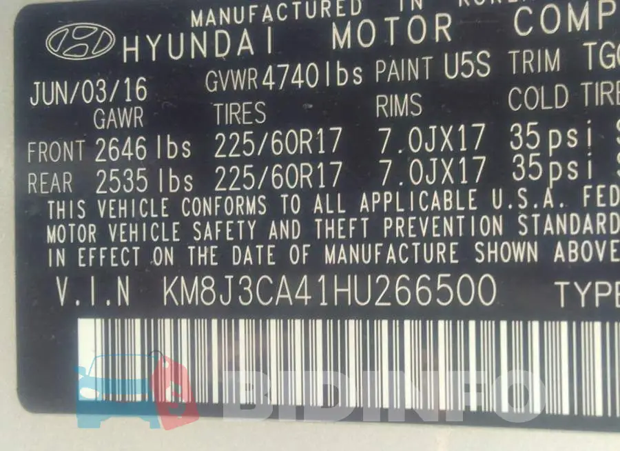 KM8J3CA41HU266500 Photo# 9