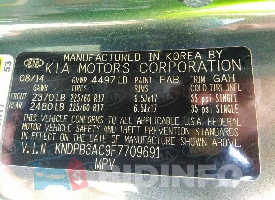 KNDPB3AC9F7709691 Photo# 9