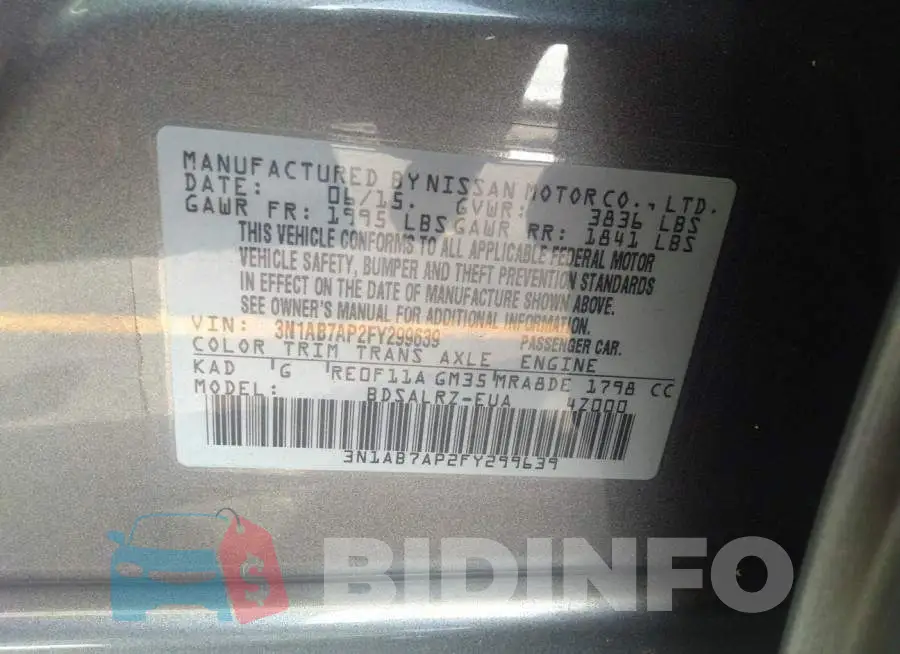 3N1AB7AP2FY299639 Photo# 9
