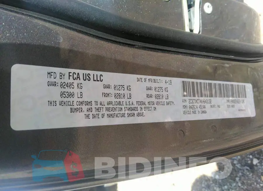 2C3CDXCT4KH643132 Photo# 9