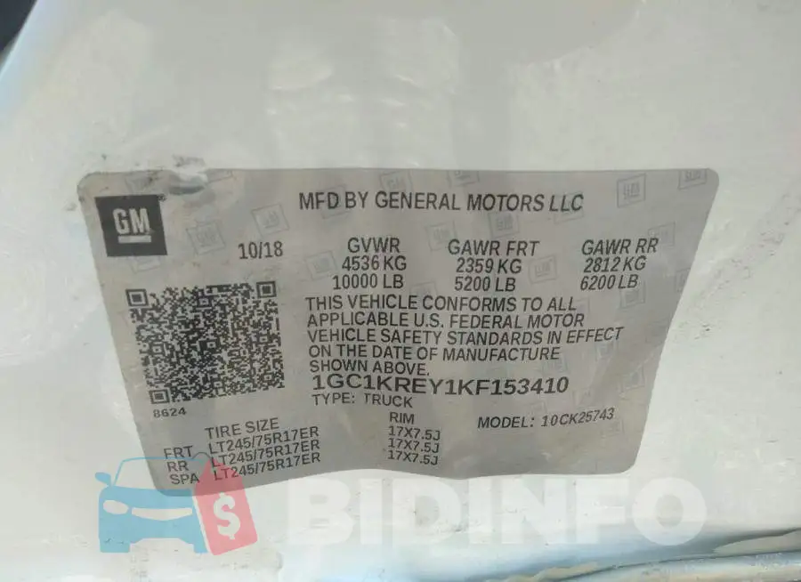 1GC1KREY1KF153410 Photo# 9