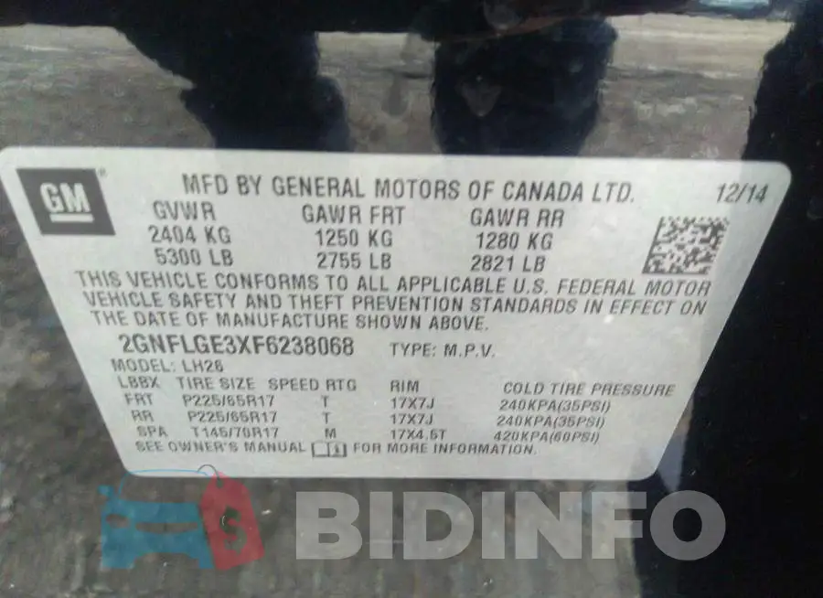 2GNFLGE3XF6238068 Photo# 9