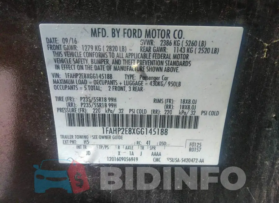 1FAHP2E8XGG145188 Photo# 9