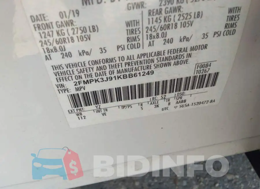 2FMPK3J91KBB61249 Photo# 9