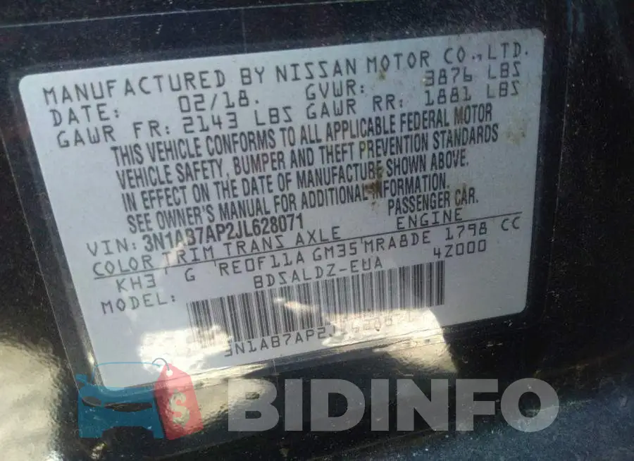 3N1AB7AP2JL628071 Photo# 9