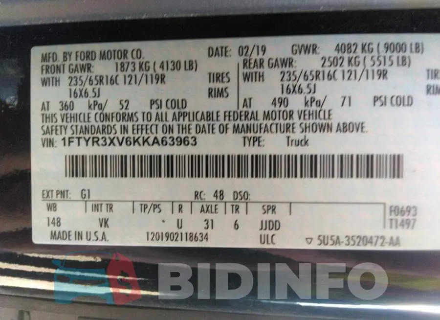 1FTYR3XV6KKA63963 Photo# 9