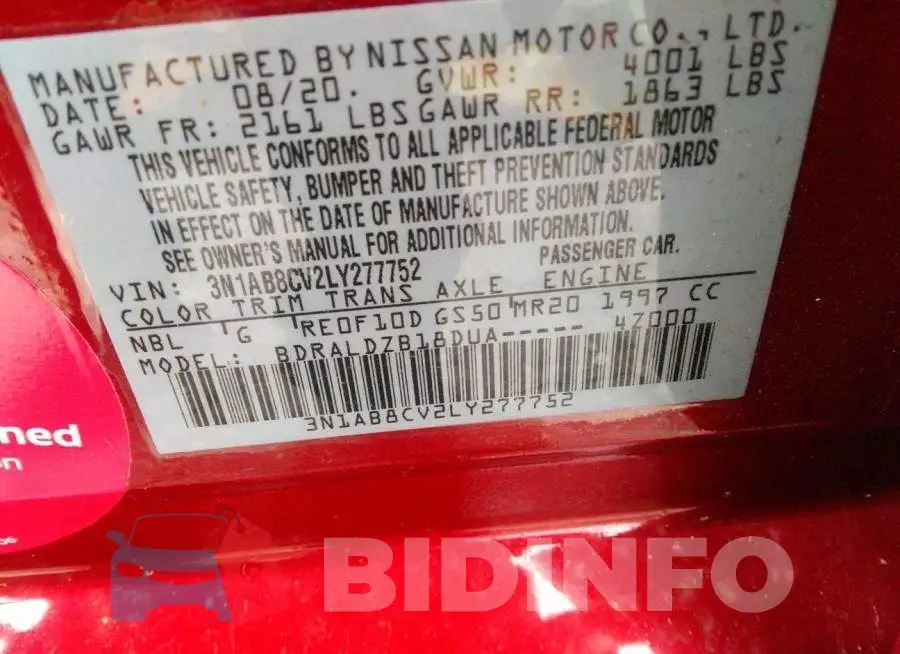 3N1AB8CV2LY277752 Photo# 9