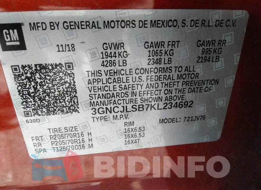 3GNCJLSB7KL234692 Photo# 9