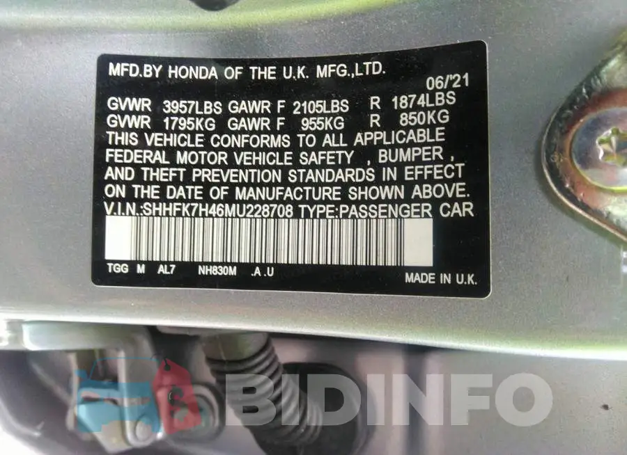 SHHFK7H46MU228708 Photo# 9