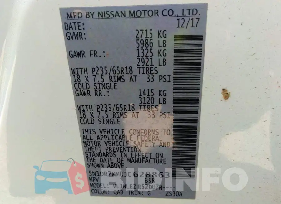 5N1DR2MM0JC628863 Photo# 9