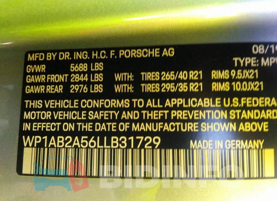 WP1AB2A56LLB31729 Photo# 9