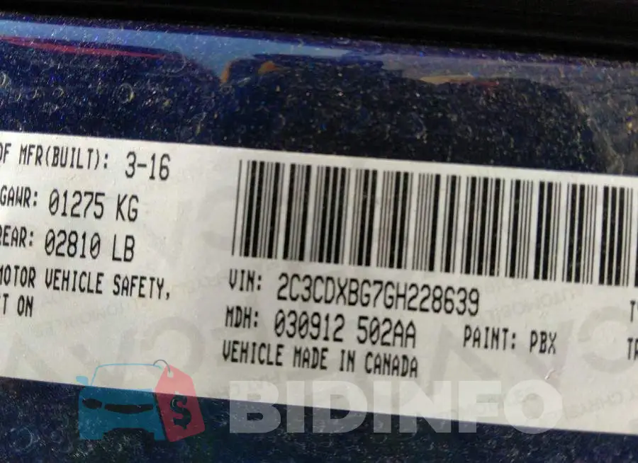 2C3CDXBG7GH228639 Photo# 9