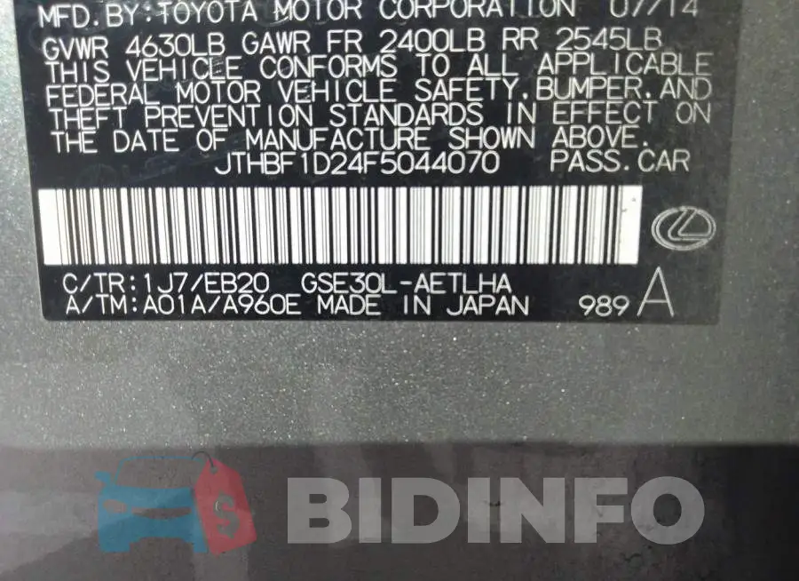 JTHBF1D24F5044070 Photo# 9