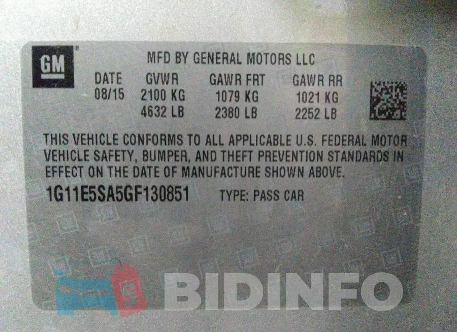 1G11E5SA5GF130851 Photo# 9