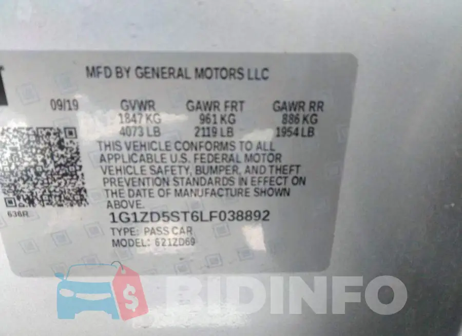 1G1ZD5ST6LF038892 Photo# 9