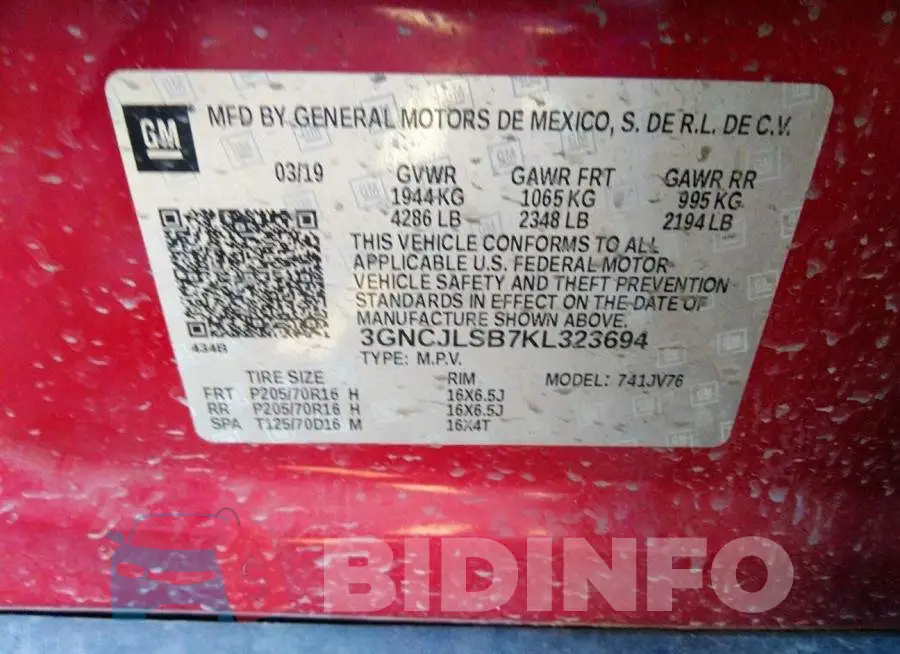 3GNCJLSB7KL323694 Photo# 9