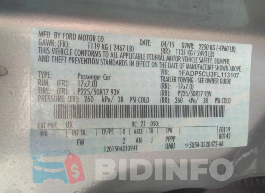1FADP5CU3FL113107 Photo# 9