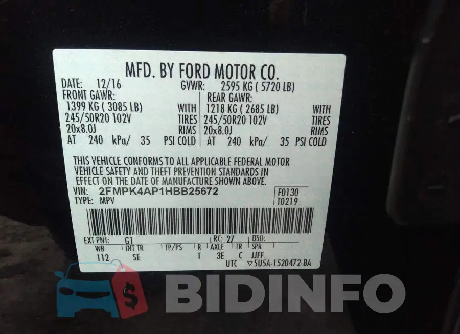 2FMPK4AP1HBB25672 Photo# 9