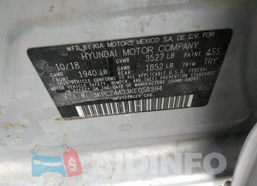 3KPC24A33KE058394 Photo# 9