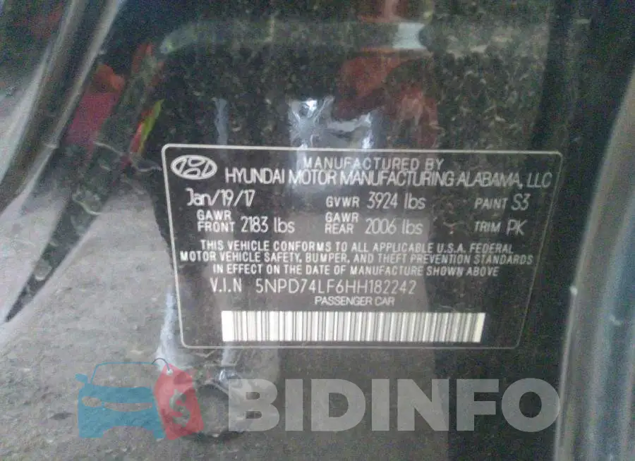 5NPD74LF6HH182242 Photo# 9
