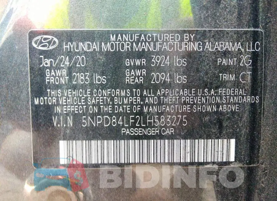 5NPD84LF2LH583275 Photo# 9